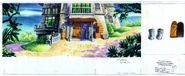 Background watercolor drawing of the mansion's rear by Peter Chan.