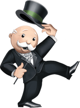 monopoly man with money bags transparent