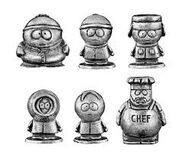 Tokens from top to bottom: Cartman, Stan, Kyle, Kenny, Butters and Chef.