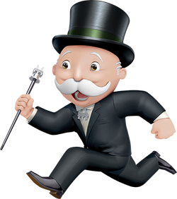 Monopoly man running with money bag 2025