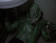 Kenny's lizard disguise.