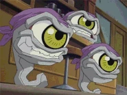 Liquor bottle smashed on the floor + Suezo's lick.