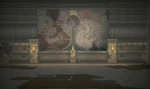 Mural wall depicting Suzaku fighting Master Moo