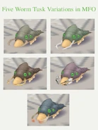 The five Worm tusk variations available in MFO