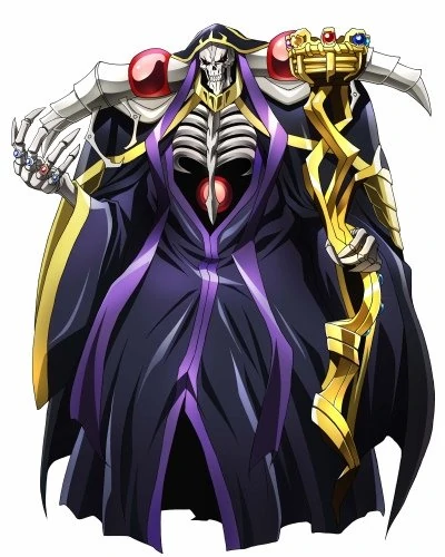 Overlord, anime, ainz ooal gown, momonga, black, gold, undead