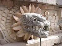 Quetzalcoatl head statue