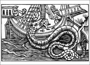 A sea serpent attacking a ship