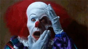 Pennywise's face melting after being sprayed