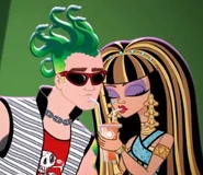 Cleo and Deuce drinking a smoothie which was made by Frankie.