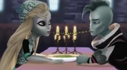 Lagoona and Gil enjoy their romantic dinner eating their seaweed together with a kiss.