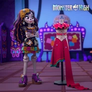 Skelita is ready to show off her new dress in the big fashion show.