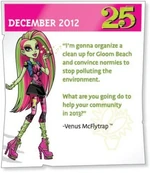 "I'm gonna organize a clean up for Gloom Beach and convince normies to stop polluting the environment. What are you going to do to help your community in 2013?"—Venus McFlytrap