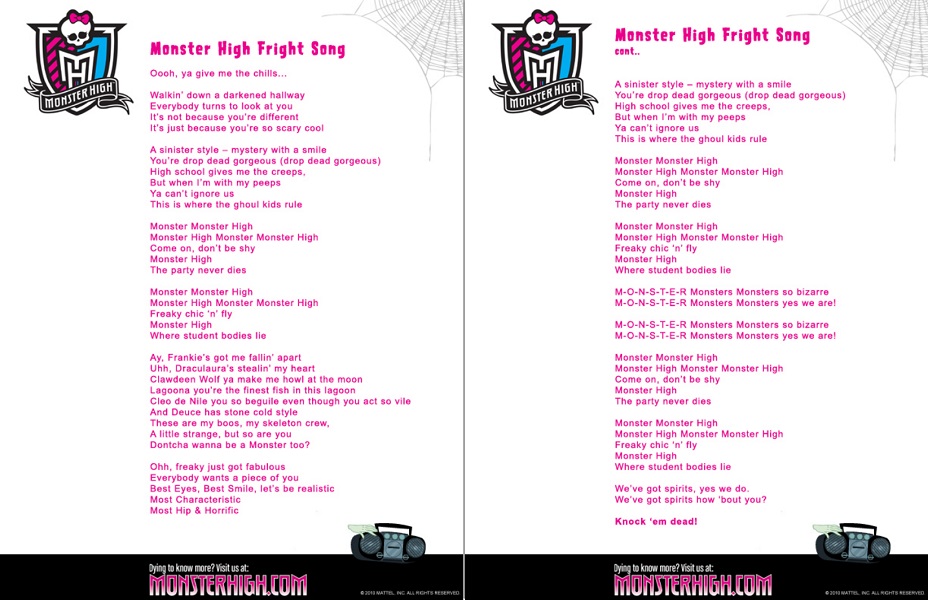 Fright Song Monster High Wiki Fandom - acapella roblox id nightcore