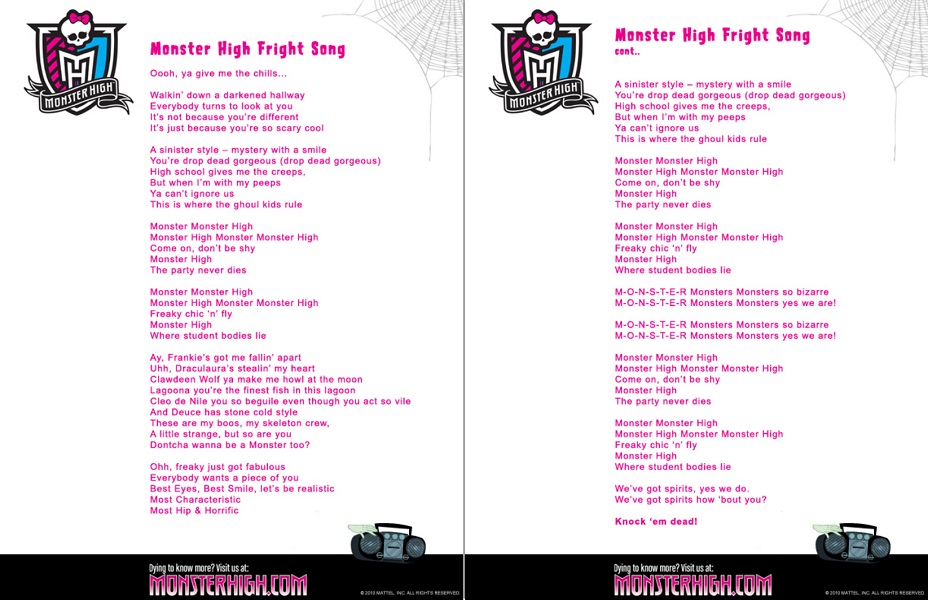 Monster high theme song lyrics full