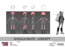 Poses of Ghoulia and her skateboard.
