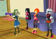 In the school gym with Toralei Stripe, Purrsephone and Meowlody