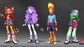 Concept art of Toralei, Spectra, Heath and Ghoulia for the show