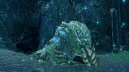 A Zinogre eating a Gargwa which it just hunted