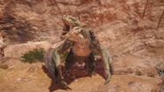 A Rathian yawning in the Sandy Plains