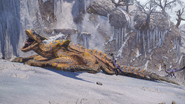 A Tigrex yawning in the Frost Islands