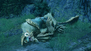 A sleeping Zinogre in the Shrine Ruins