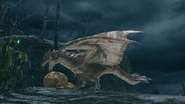 A Rathalos eating a Slagtoth which it just hunted