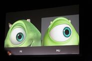 Comparison of eyes and horns between Monsters, Inc. and Monsters University