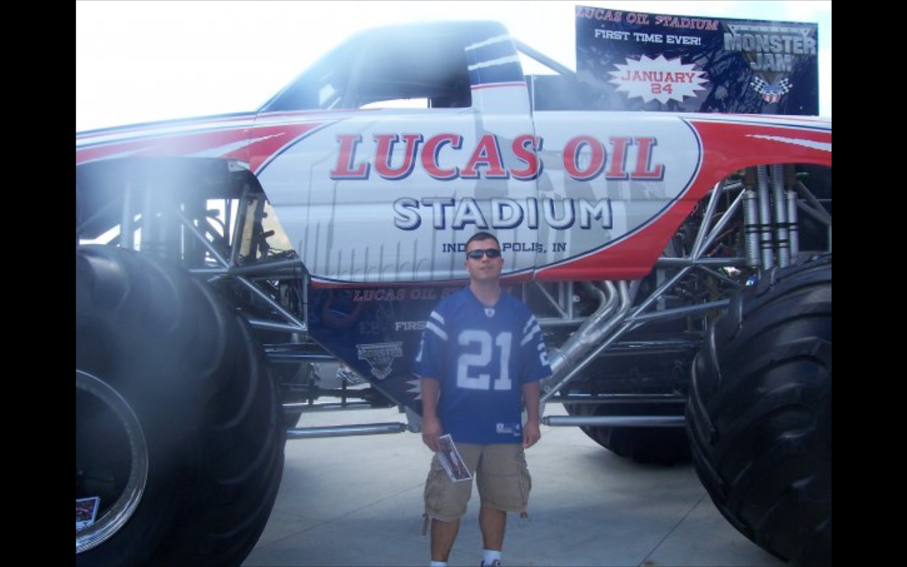 Monster Jam trucks at Lucas Oil Stadium