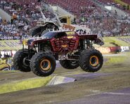 At the Monster Jam World Finals 16, debuting the candy apple red scheme
