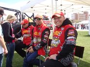 (From left to right) John Seasock, Lupe Soza, and Frank Krmel at Monster Jam World Finals XII.