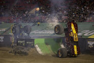 Neil and Colton's red and gold Max-Ds performing "maximum moonwalks" in the World Finals XIX encore, March 2018.