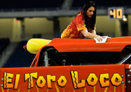 Becky getting ready for her first in El Toro Loco.