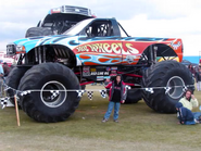 Two Hot Wheels trucks, despite the second one not being used as a replacement for the first one in round 3 of racing.