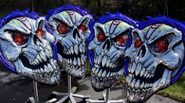 3D spectachromed grim heads.