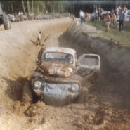 During a mud-bogging competition.