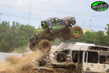 Cory Rummell freestyling his mega truck, Going Deep, in 2014.