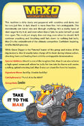 Truckin' Pals cartoon Max-D, with character bio.