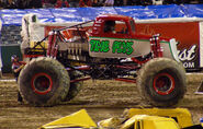 The truck after breaking its wheelie bar and bed after its last jump at Anaheim.