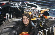 Becky standing next to Dragon's Breath right before her debut.
