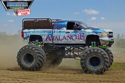 Monster Trucks Race Through a Snowball Avalanche!