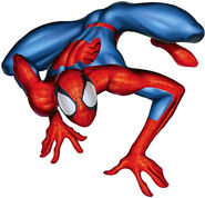 Crawling Spider-Man art by Mark Bagley, used on the 2001 version's hood.