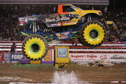 Black Stallion with yellow tires at Monster Jam World Finals VI, circa 2005.