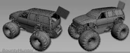 Bounty Hunter's digital truck render in Monster Jam: Path of Destruction.