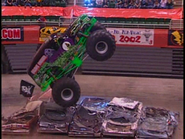 Grave Digger 8 sporting a 20th Anniversary logo on the roof.