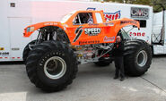 Bigfoot 19 with its original SPEED Energy Bigfoot orange trophy truck body and Speed Energy sponsorship as seen in 2012.