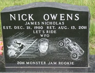 Nick Owens' tombstone.