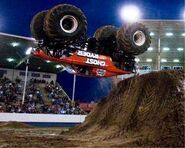 circa 2008, in the middle of the first ever landed backflip in a monster truck.