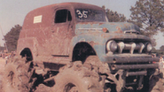 Grave Digger 1 with an unpainted 1951 Ford panel van body. (1984).