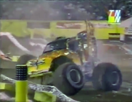 WCW Nitro Machine's famous crash in Orlando, as seen in Crash Madness 2.