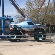 Megalodon display truck in Monster Jam Thunder Alley.